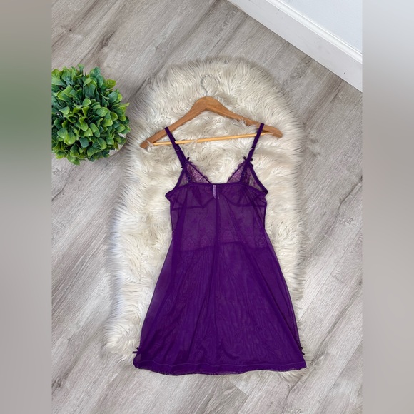 La Perla Purple Sheer Lace & Mesh Lingerie Babydoll Dress 2 - Picture 6 of 7